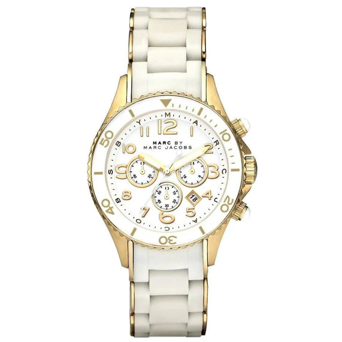 Marc Jacobs MBM2546 Rock Two-Tone White Chronograph Ladies Watch