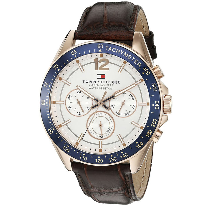 Mens / Gents Luke Brown Leather Chronograph Tommy Hilfiger Designer Watch 1791118