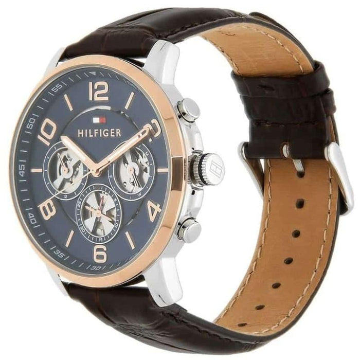 Mens / Gents Keagan Brown Leather Strap Tommy Hilfiger Designer Watch 1791290