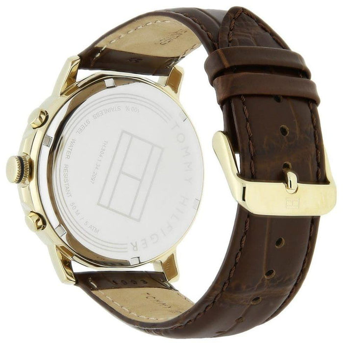 Mens / Gents Keagan White Dial Brown Leather Strap Tommy Hilfiger Designer Watch 1791291