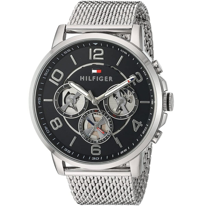 Mens / Gents Keagan Silver Stainless Mesh Chronograph Tommy Hilfiger Designer Watch 1791292