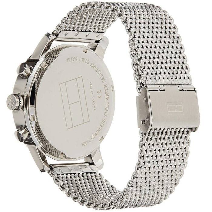 Mens / Gents Keagan Silver Stainless Mesh Chronograph Tommy Hilfiger Designer Watch 1791292