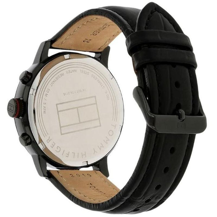 Mens / Gents Alden Black Leather Strap Tommy Hilfiger Designer Watch 1791310