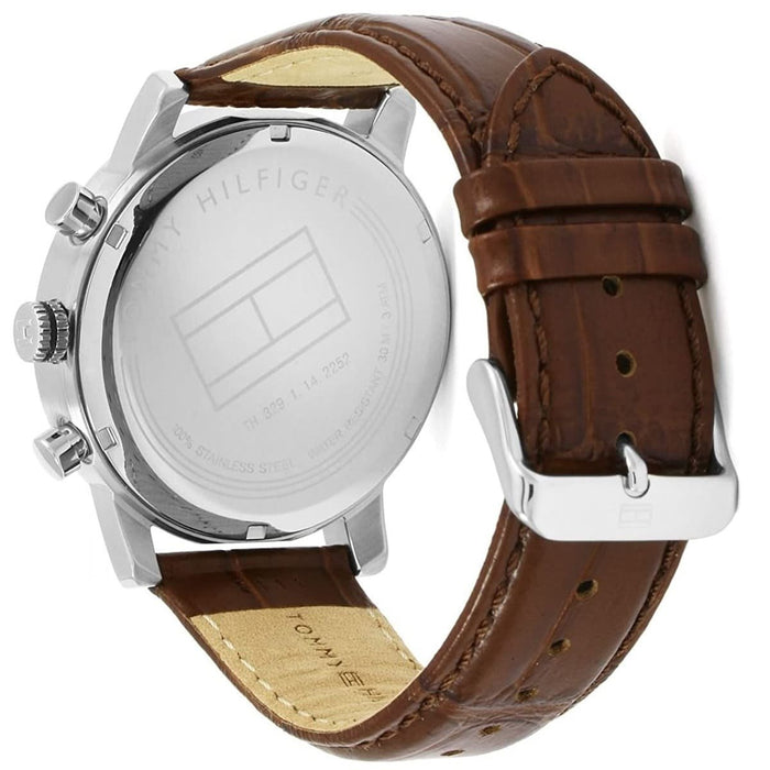 Mens / Gents Kane White & Brown Leather Strap Tommy Hilfiger Designer Watch 1791400