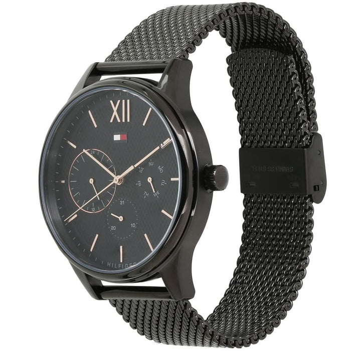 Mens / Gents Damon Black Mesh Strap Tommy Hilfiger Designer Watch 1791420