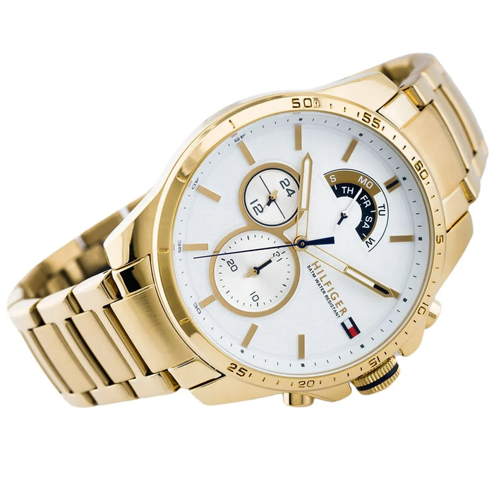 Mens / Gents White & Gold Chronograph Tommy Hilfiger Designer Watch 1791538