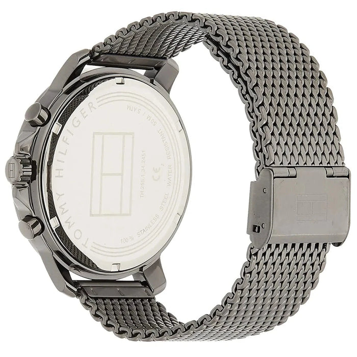 Mens / Gents Deacan Gunmetal Grey Mesh Strap Chronograph Tommy Hilfiger Designer Watch 1791546