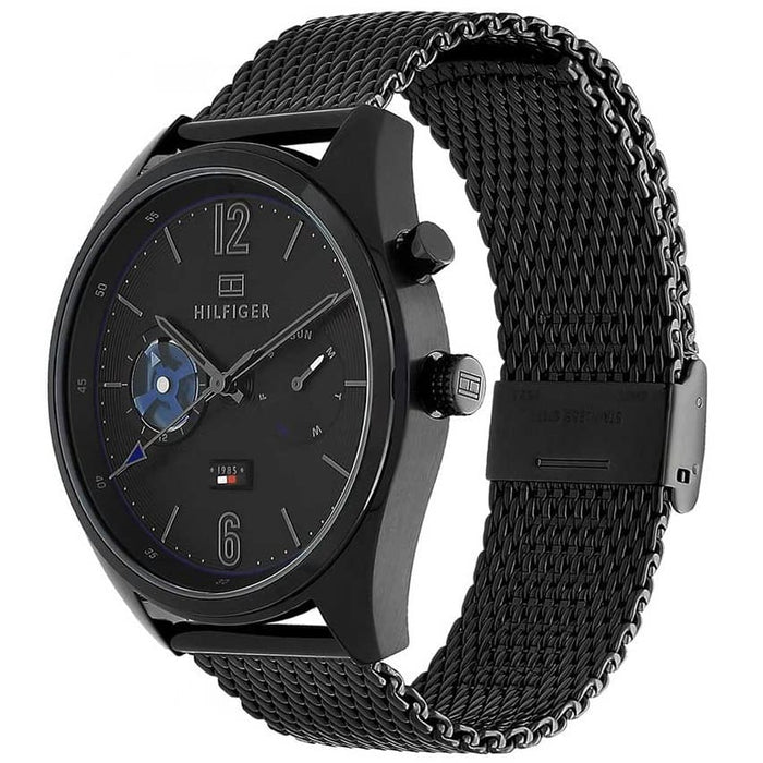 Mens / Gents Deacan Black Stainless Steel Mesh Tommy Hilfiger Designer Watch 1791547