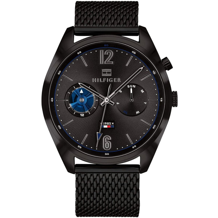 Mens / Gents Deacan Black Stainless Steel Mesh Tommy Hilfiger Designer Watch 1791547