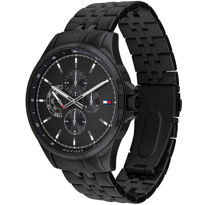 Mens / Gents Shawn Black Stainless Steel Chronograph Tommy Hilfiger Designer Watch 1791611