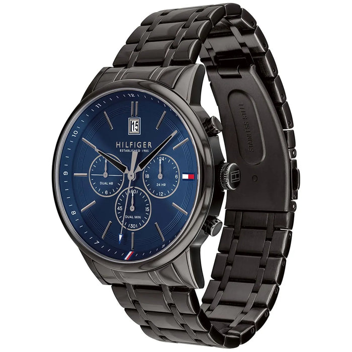 Mens / Gents Kyle Black Stainless Steel Chronograph Tommy Hilfiger Designer Watch 1791633