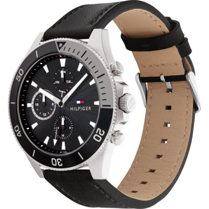 Mens / Gents Black Chronograph Tommy Hilfiger Designer Watch 1791563