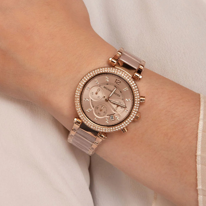 Michael Kors MK5896 Parker Rose Gold Chronograph Ladies Watch