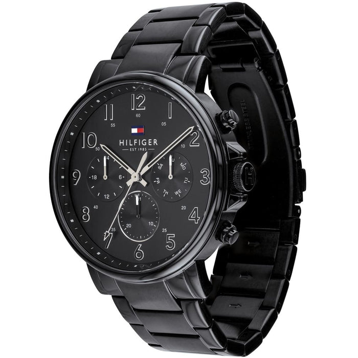 Mens / Gents Black Chronograph Tommy Hilfiger Designer Watch 1710383