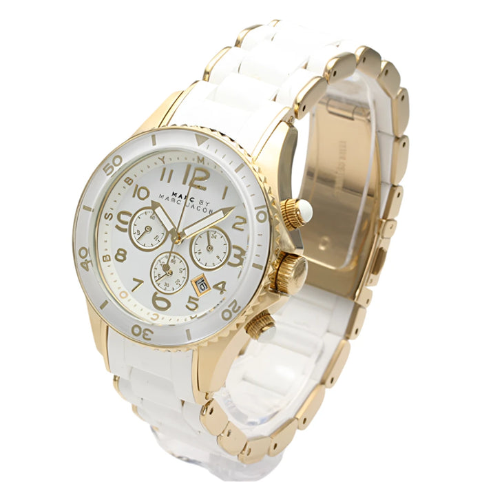 Marc Jacobs MBM2546 Rock Two-Tone White Chronograph Ladies Watch