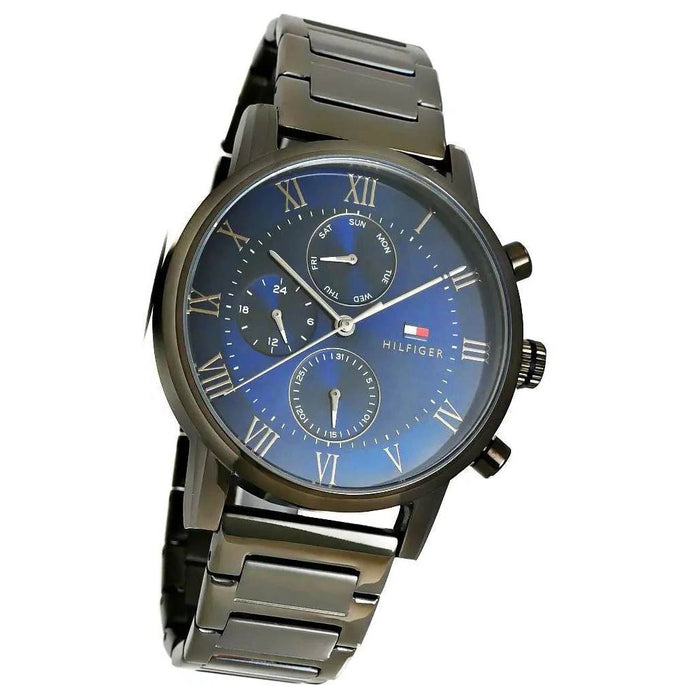 Mens / Gents Kane Blue & Gunmetal Grey Tommy Hilfiger Designer Watch 1791456