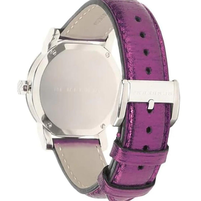 Burberry BU9122 Purple Leather Strap Silver Dial Ladies Watch