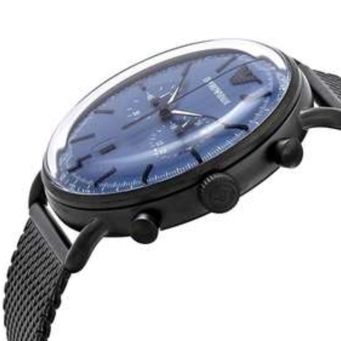 Emporio Armani  AR11201 Aviator Blue Dial Black Mesh Men's Watch