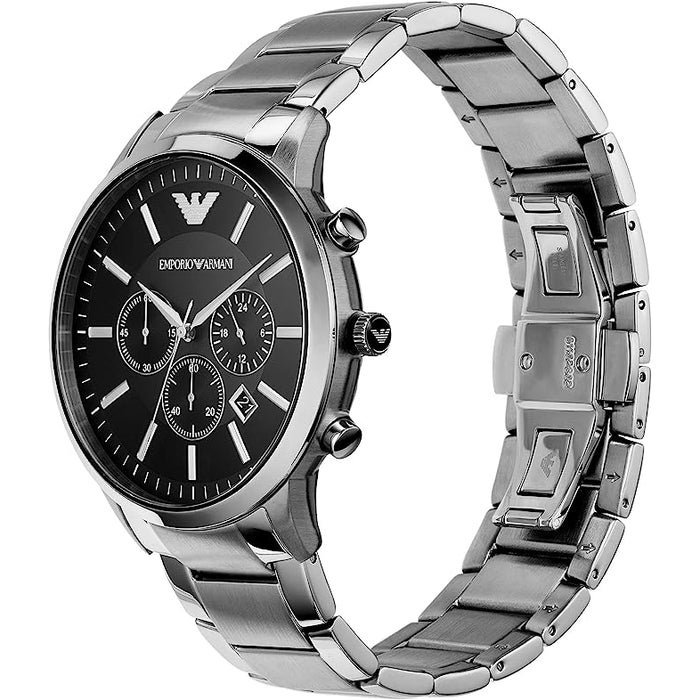 Emporio Armani AR2460 Silver Black Stainless Steel Chronograph Men's Watch