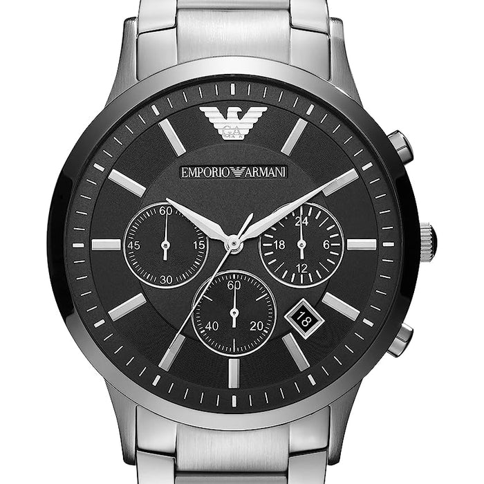 Emporio Armani AR2460 Silver Black Stainless Steel Chronograph Men's Watch