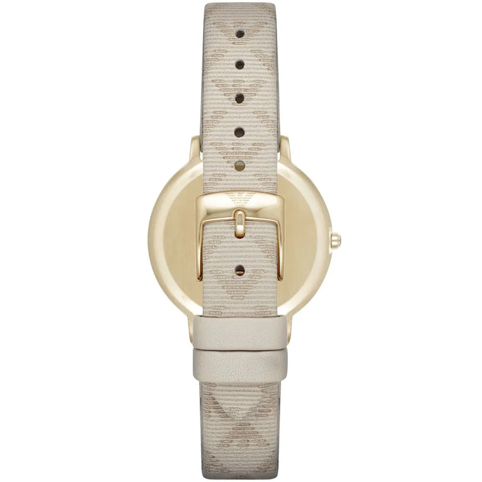 Emporio Armani AR11042 Beige Branded Leather Ladies Watch