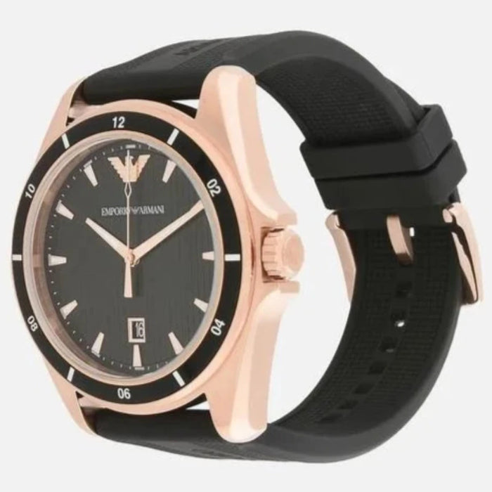 Emporio Armani AR11101 Rose Gold Black Rubber Men's Watch