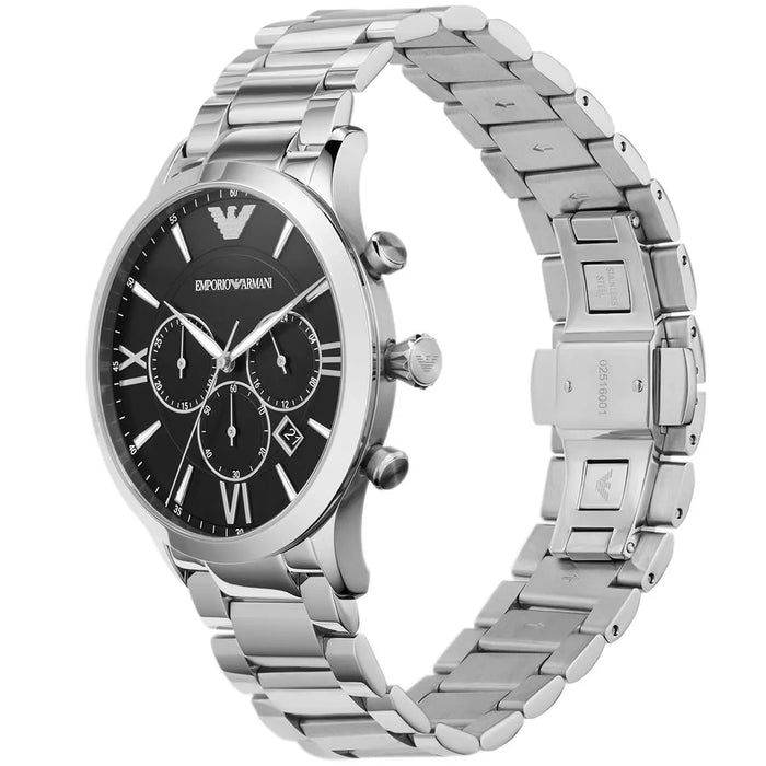 Emporio Armani  AR11208 Silver and Black Chronograph Stainless Steel  Men's Watch