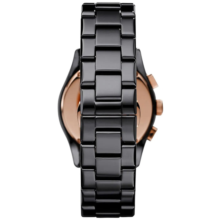 Emporio Armani AR1410 Black Rose Gold Ceramic Chronograph Men's Watch