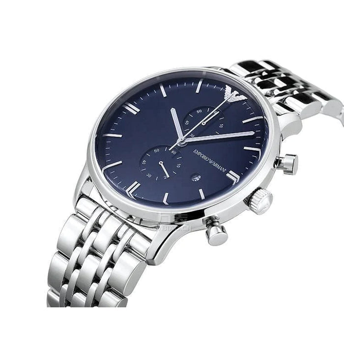 Emporio Armani AR80013 Blue Dial Silver Stainless Steel Chronograph Men's Watch