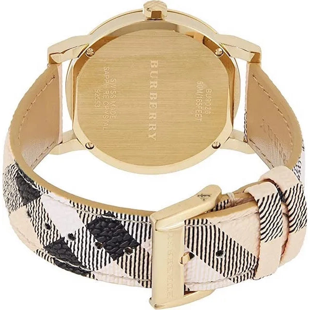 Burberry BU9026 The City Haymarket Check Yellow Gold Ladies Watch