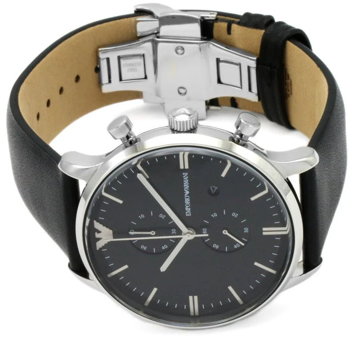 Emporio Armani  AR0397 Gianni Black Leather Men's Watch