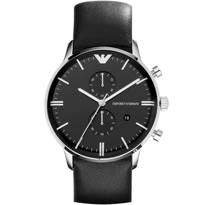 Emporio Armani  AR0397 Gianni Black Leather Men's Watch