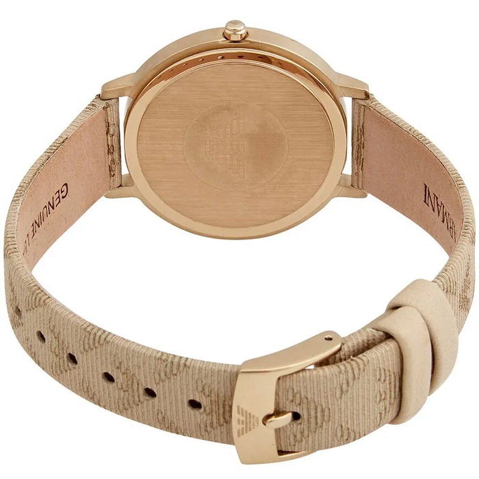 Emporio Armani AR11042 Beige Branded Leather Ladies Watch