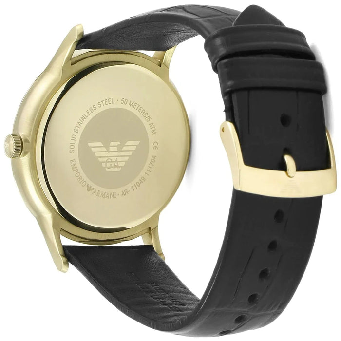 Emporio Armani  AR11049 Gold And Black Leather Men's Watch