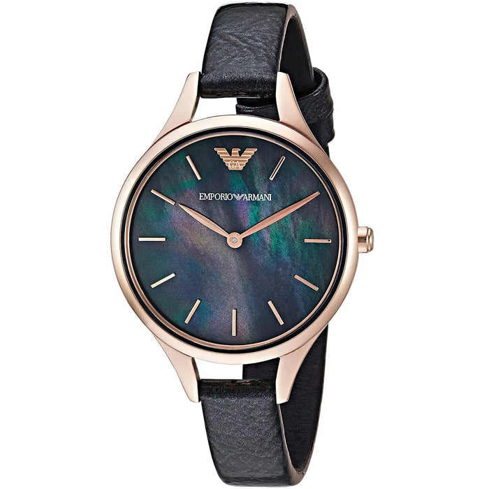 Emporio Armani AR11056 Aurora Black Leather Ladies Watch