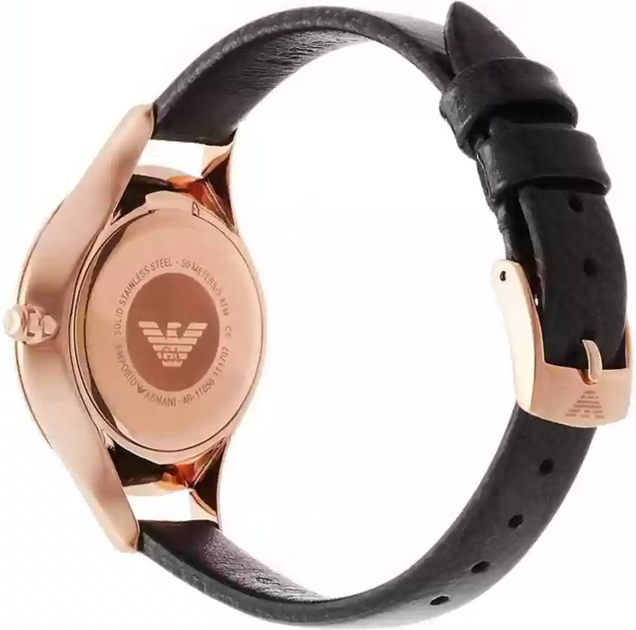 Emporio Armani AR11056 Aurora Black Leather Ladies Watch