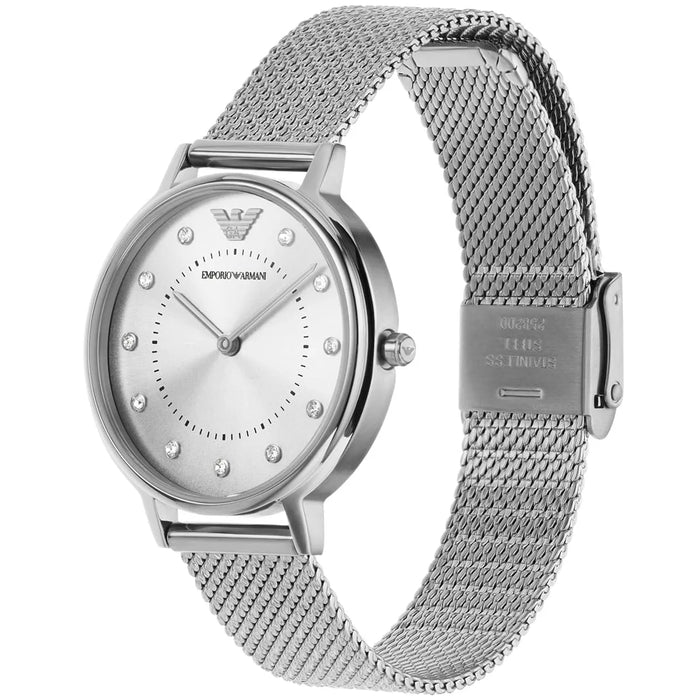 Emporio Armani AR11128 Silver Stainless Steel Mesh Ladies Watch