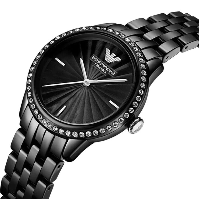 Emporio Armani AR1478 Black Ceramic Stainless Steel Ladies Watch