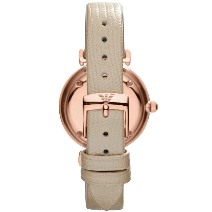 Emporio Armani AR1681 Rose Gold Cream Leather Ladies Watch