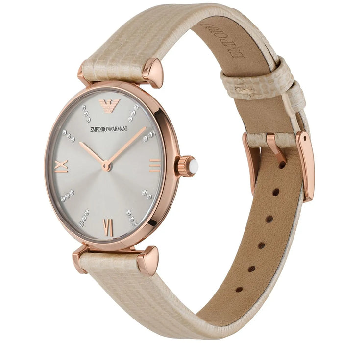 Emporio Armani AR1681 Rose Gold Cream Leather Ladies Watch