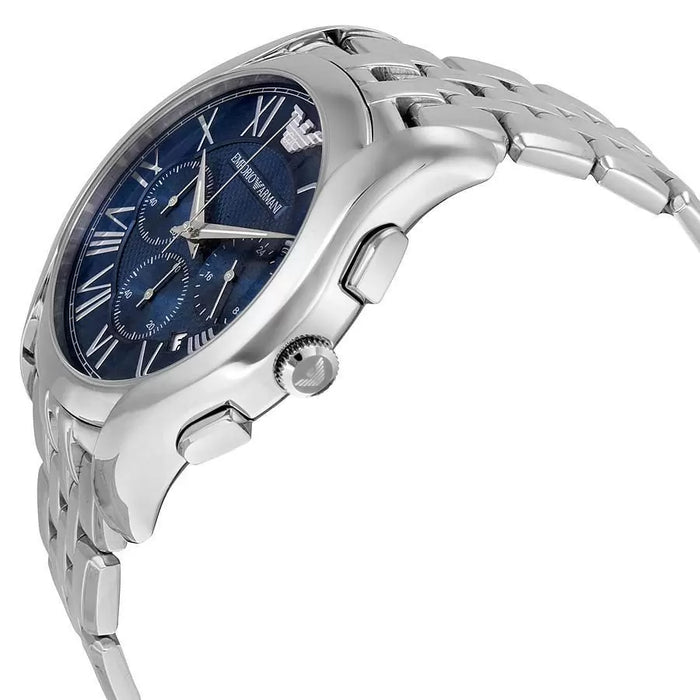 Emporio Armani AR1787 Blue Dial Silver Stainless Steel Chronograph  Men's Watch