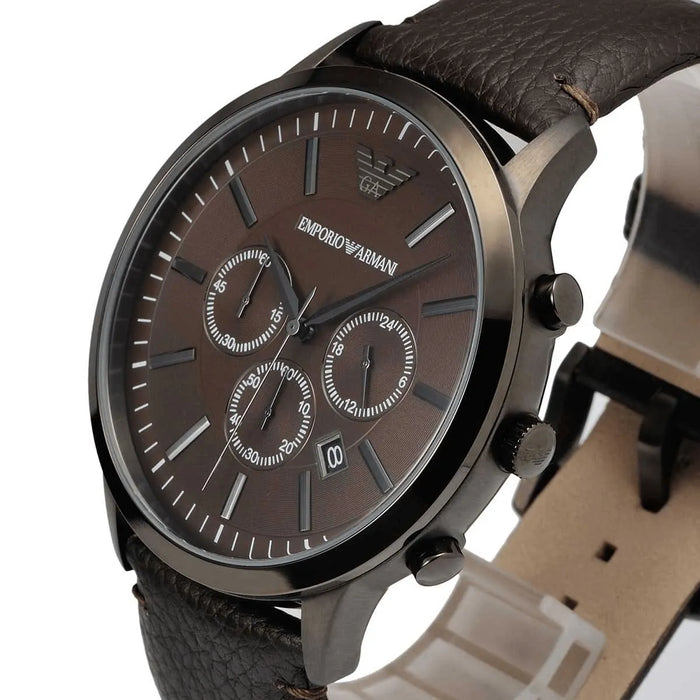 Emporio Armani AR2462 Sportivo Brown Leather Chronograph Men's Watch