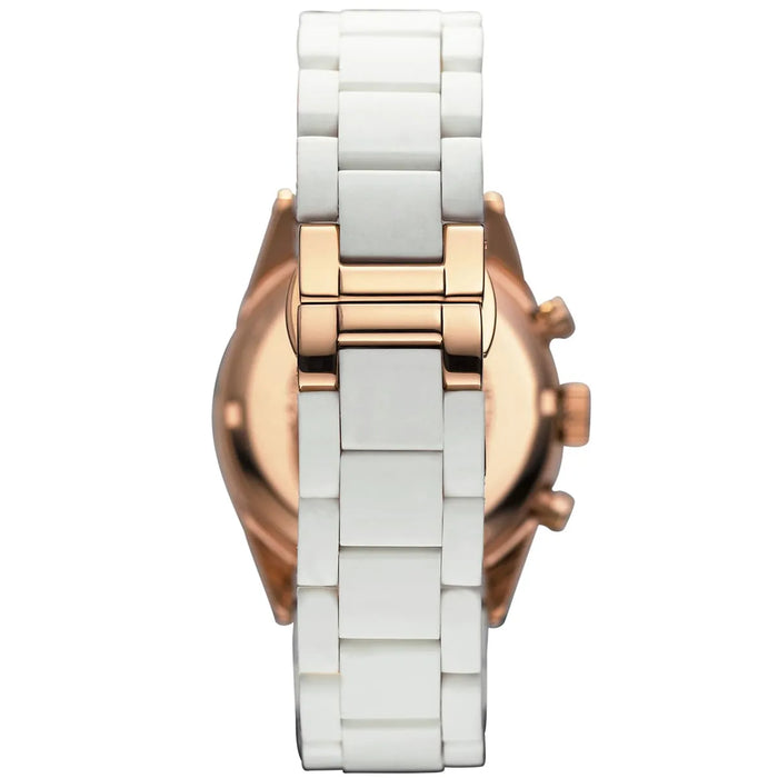 Emporio Armani AR5920 White and Rose Gold Chronograph Ladies Watch