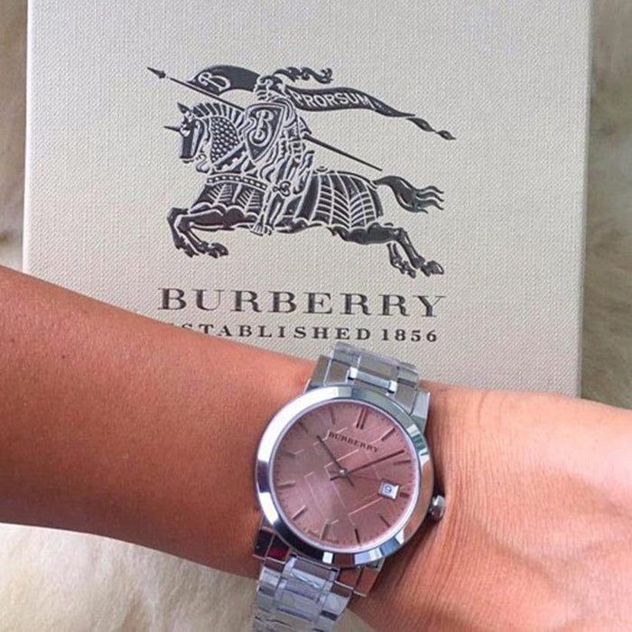 Burberry BU9124 Check Stamped Ladies Pink Watch