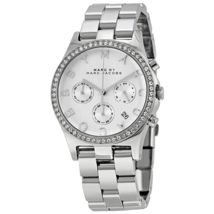 Marc Jacobs MBM3104 Henry Glitz Silver Stainless Steel Chronograph Ladies Watch