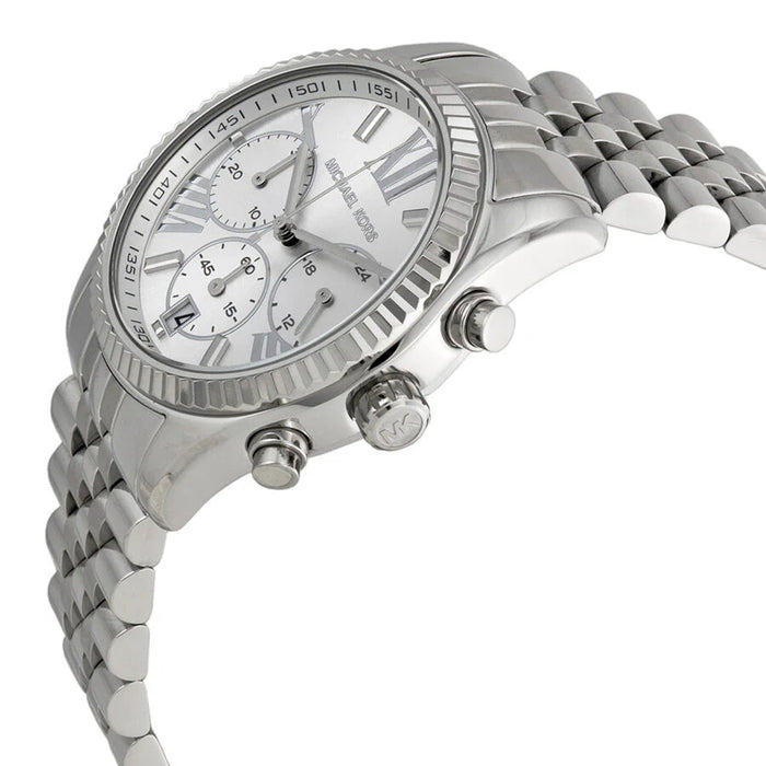 Michael Kors Lexington Chrono Ladies Silver Watch MK5555