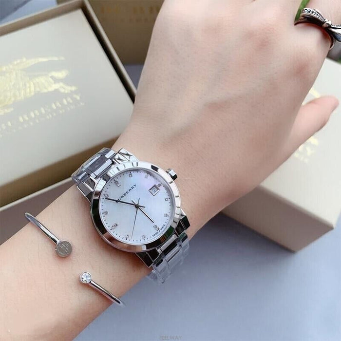 Burberry BU9125 Silver Diamond-Accented Stainless Steel Ladies Watch