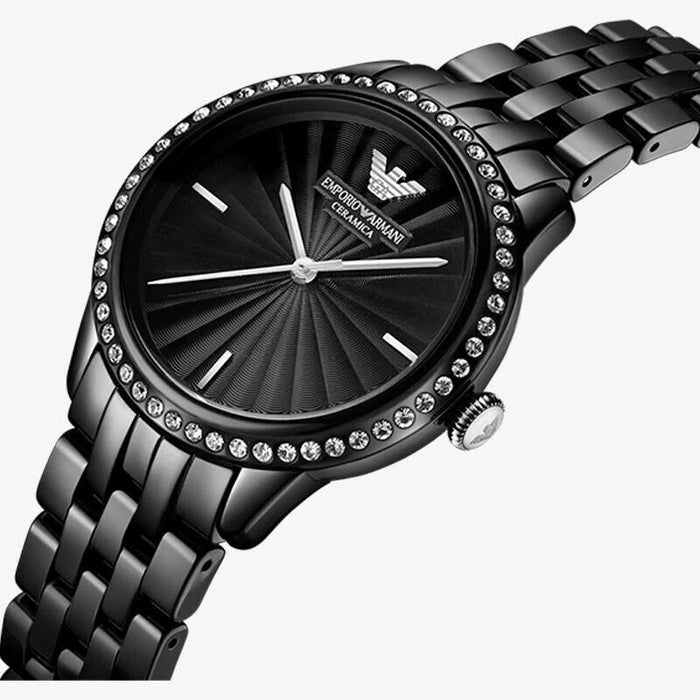 Emporio Armani AR1478 Black Ceramic Stainless Steel Ladies Watch