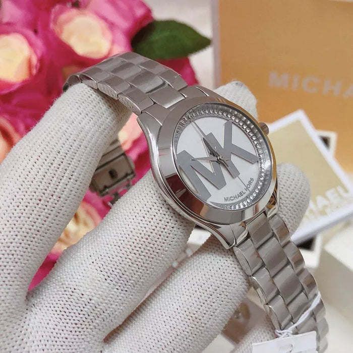 Michael Kors Ladies Mini Slim Runway Silver Watch MK3548