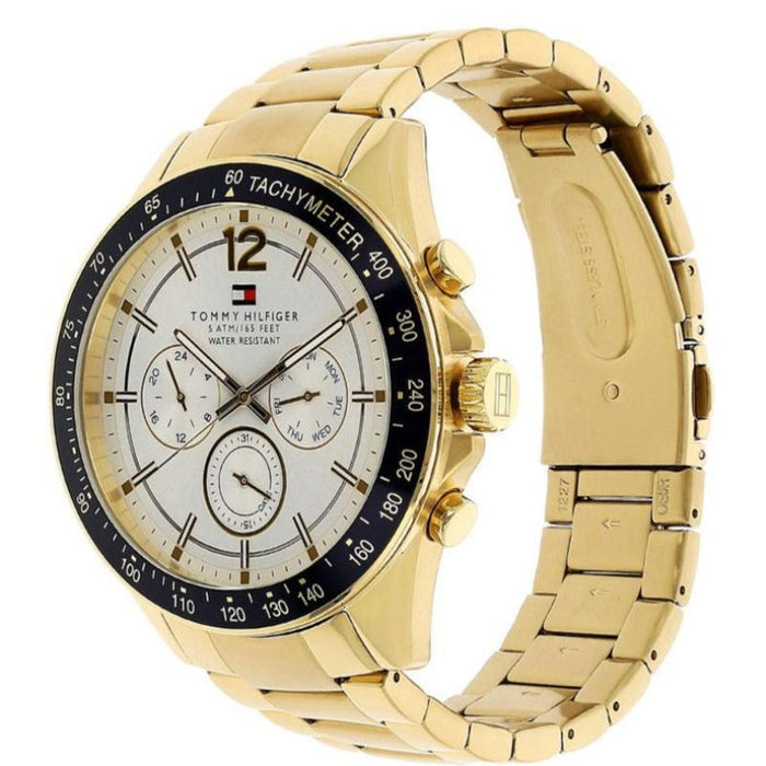 Mens / Gents Gold Chronograph Tommy Hilfiger Designer Watch 1791121